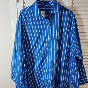 Aerie Blue and White Striped Shirt